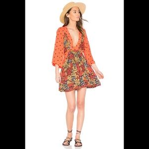Free People Tallula Tangerine Babydoll Printed Flowy Mini Dress NWOT
